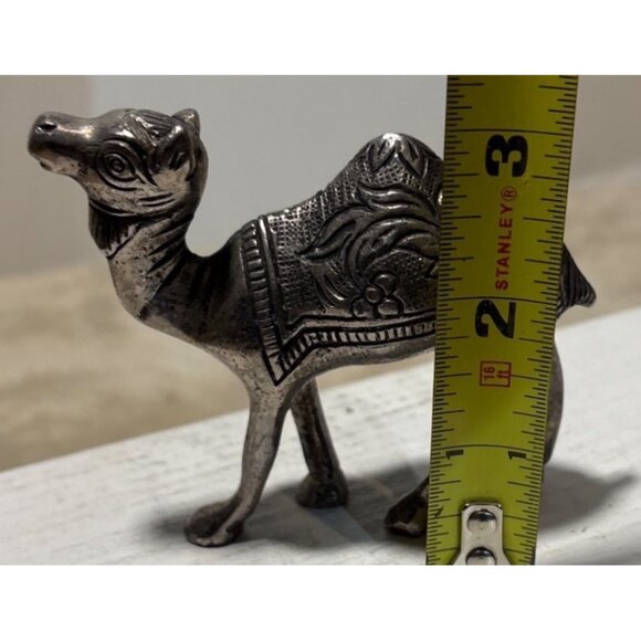 Decorative Silver Tone Brass Camel Figurine With Intricate Design 3.5" X 3" - Picture 5 of 7